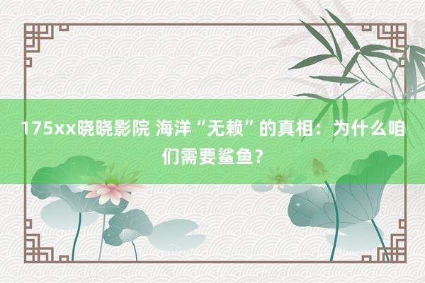 175xx晓晓影院 海洋“无赖”的真相：为什么咱们需要鲨鱼？