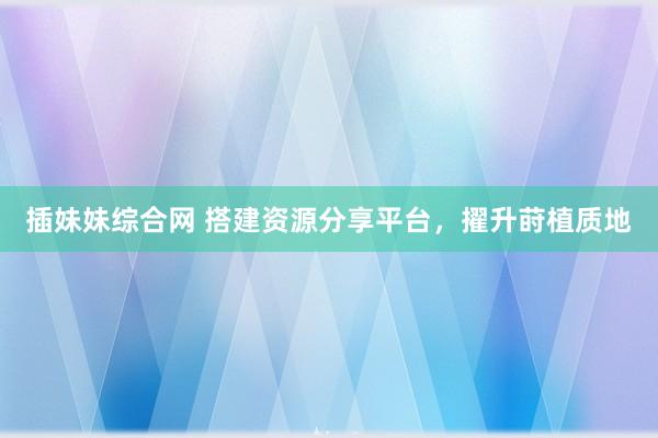插妹妹综合网 搭建资源分享平台，擢升莳植质地