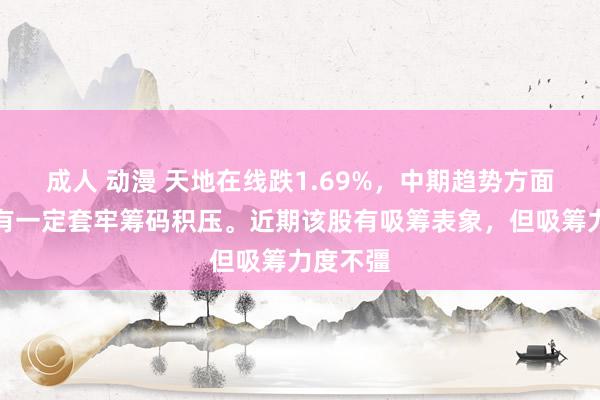 成人 动漫 天地在线跌1.69%，中期趋势方面，上方有一定套牢筹码积压。近期该股有吸筹表象，但吸筹力度不彊