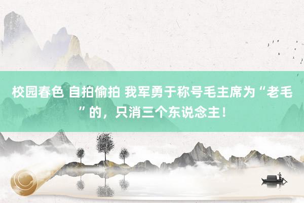 校园春色 自拍偷拍 我军勇于称号毛主席为“老毛”的，只消三个东说念主！